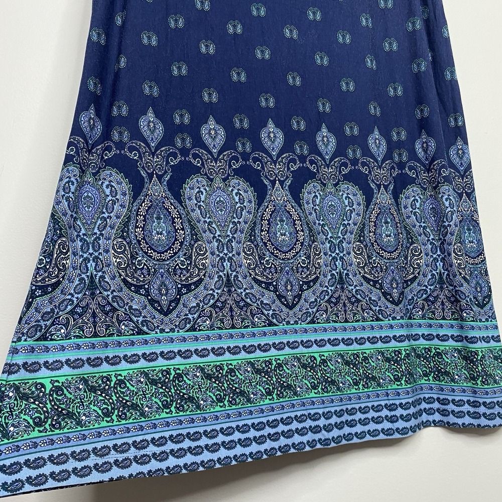 Lucky Brand Tee Shirt Dress Womens Plus Size 1X Blue/Green Paisley Print - Picture 4 of 11